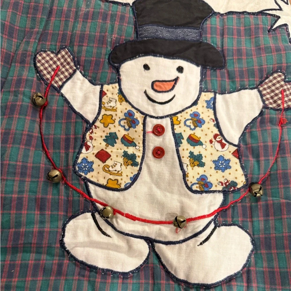 Vintage Snowman Quilted Blanket Wall Hanging 48x60 Holiday Decor